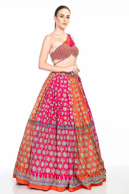 Buy Moledro Orange Blouse Opada Silk, Drape Flat Georgette, Lehenga Chinon Ayra And Set Online at Aza Fashions Buy_Moledro_Orange Blouse Opada Silk, Drape Flat Georgette, Lehenga Chinon Ayra And Set _Online_at_Aza_Fashions
