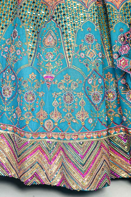 Shop_Moledro_Blue Lehenga And Blouse Modal Satin & Dupatta Erum Embroidered Bridal Set_Online_at_Aza_Fashions