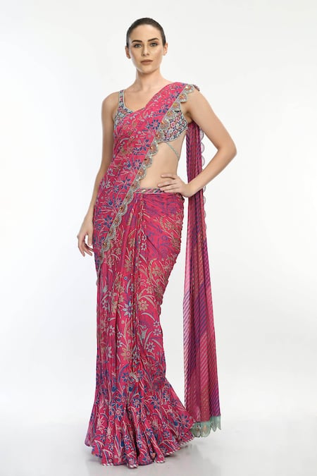 Moledro Lynna Pre-Pleated Saree With Blouse 