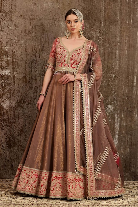 SHIKHAR SHARMA Embroidered Anarkali With Dupatta 