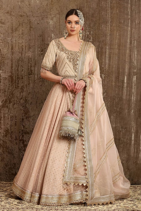 SHIKHAR SHARMA Silk Chanderi Anarkali With Dupatta 