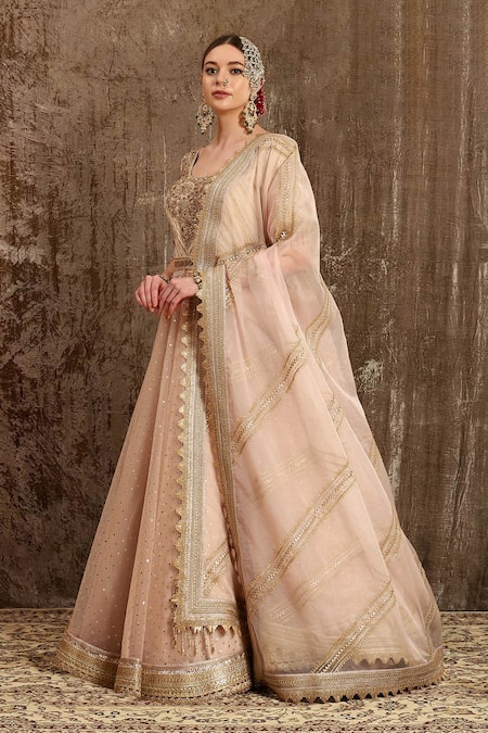Buy Shikhar Sharma Peach Net, Taffeta, Shantoon, Organza, Chanderi Anarkali With Dupatta Online at Aza Fashions Buy_Shikhar Sharma_Peach Net, Taffeta, Shantoon, Organza, Chanderi Anarkali With Dupatta _Online_at_Aza_Fashions
