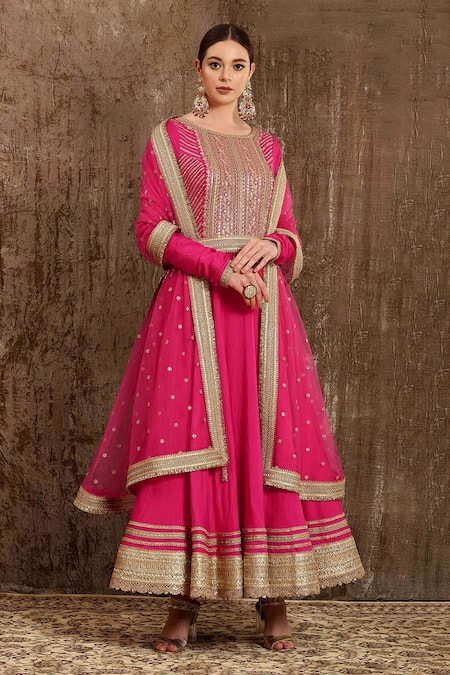 SHIKHAR SHARMA Silk Chanderi Anarkali Set 