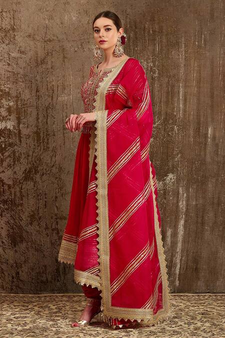 Buy Shikhar Sharma Red Georgette, Taffeta, Shantoon, Organza, Embroidered Anarkali Set Online at Aza Fashions Buy_Shikhar Sharma_Red Georgette, Taffeta, Shantoon, Organza, Embroidered Anarkali Set _Online_at_Aza_Fashions