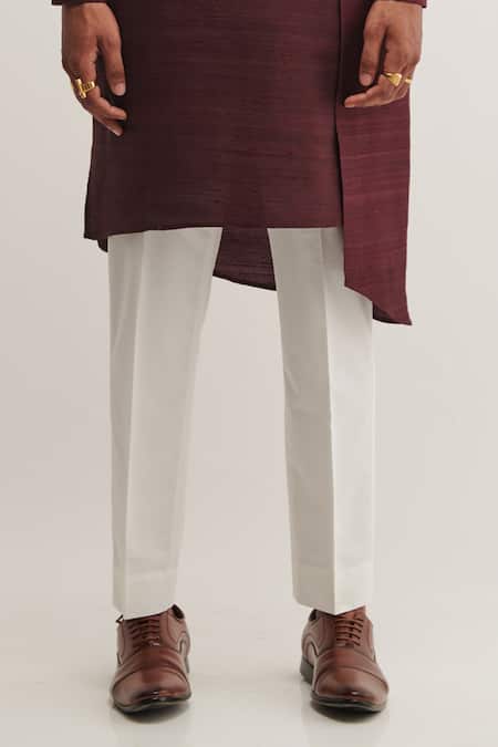 Shop_Dhruv Vaish_Purple Raw Silk Metal Asymmetric Kurta Set _Online_at_Aza_Fashions