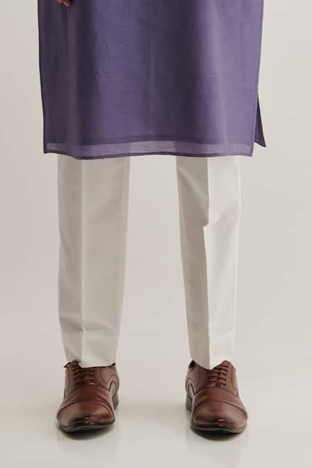 Shop_Dhruv Vaish_Blue Cotton Silk Chanderi Diagonal Embroidered Kurta Set _Online_at_Aza_Fashions