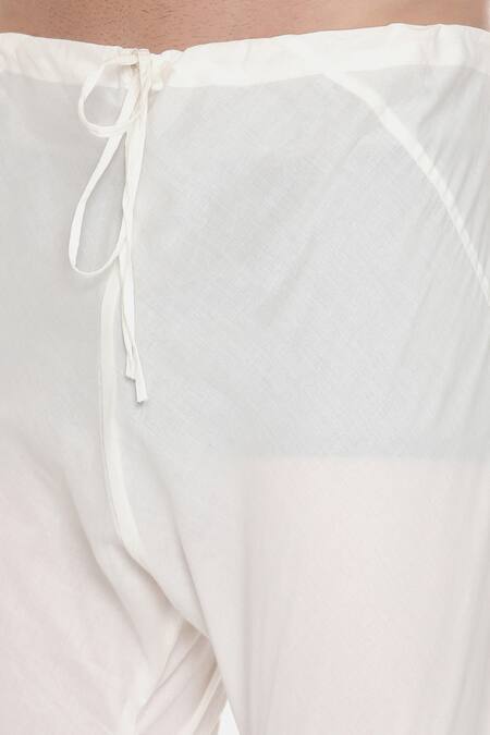 Mayank Modi - Men_Red Silk, Cotton Embroidery Mandarin Collar Kurta Set_at_Aza_Fashions