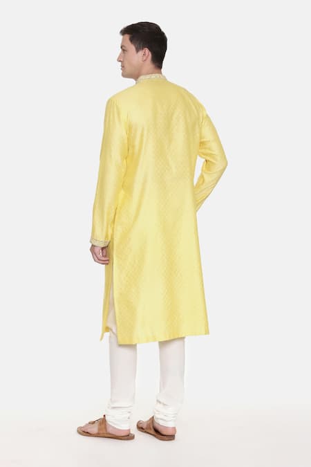 Mayank Modi - Men Geometric Embroidered Kurta Set For Kids