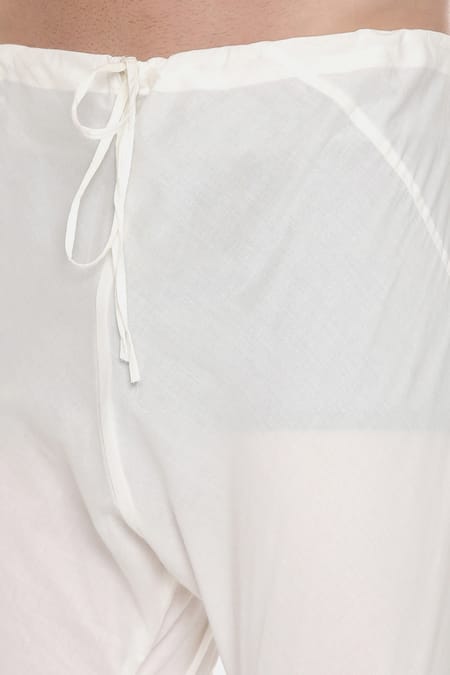 Mayank Modi - Men_Beige Silk Chanderi Geometric Embroidered Kurta Set_at_Aza_Fashions