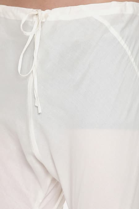 Mayank Modi - Men White Silk Cotton Slub Floral Full Sleeve Kurta Set at Aza Fashions Mayank Modi - Men_White Silk Cotton Slub Floral Full Sleeve Kurta Set_at_Aza_Fashions