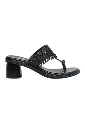 Nidhi Bhandari_Black Beads, Sequins, Crystals Kolhapuri Block Heels _Online_at_Aza_Fashions