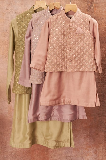 Buy All Boy Couture Pink Maheshwari, Cotton, Silk Sequins, Embroidery Bundi Dhoti Pant Set Online at Aza Fashions Buy_All Boy Couture_Pink Maheshwari, Cotton, Silk Sequins, Embroidery Bundi Dhoti Pant Set _Online_at_Aza_Fashions