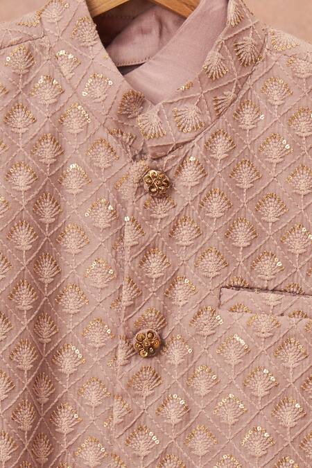 All Boy Couture Purple Maheshwari, Cotton, Silk Embroidery, Sequins Bundi Dhoti Pant Set Online at Aza Fashions All Boy Couture_Purple Maheshwari, Cotton, Silk Embroidery, Sequins Bundi Dhoti Pant Set _Online_at_Aza_Fashions