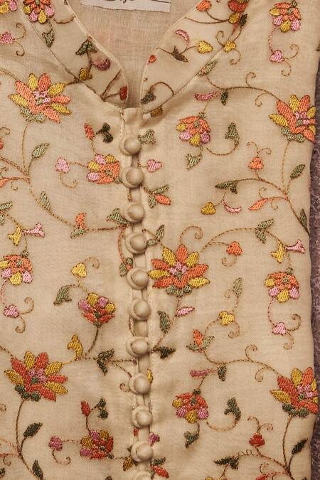 Buy_All Boy Couture_White Muslin, Cotton, Silk Embroidery Organza Kurta With Pyjama_Online_at_Aza_Fashions