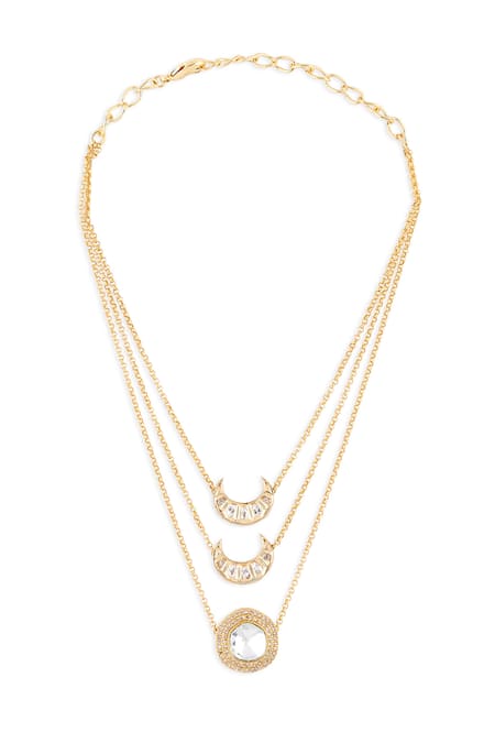 Shop Joules By Radhika Gold Plated Layered Crescent Moon Pendant Necklace at Aza Fashions Shop_Joules By Radhika_Gold Plated Layered Crescent Moon Pendant Necklace _at_Aza_Fashions