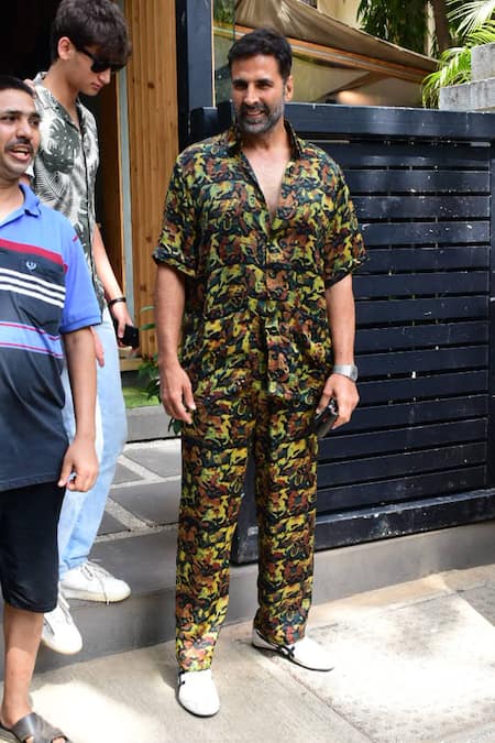 Shop_Punit Balana_Green Satin Silk Vegetable Hand Block Print Horse Shirt And Pant Set _Online_at_Aza_Fashions