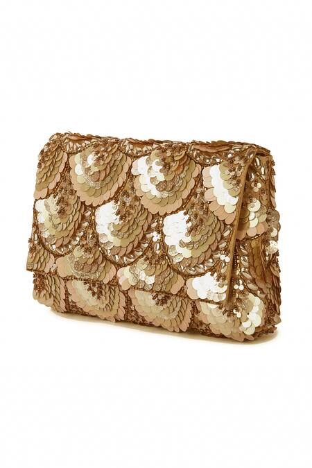 Buy_The Purple Sack_Gold Embroidery, Sequins Clutch With Sling _Online_at_Aza_Fashions