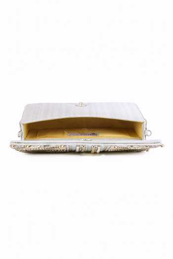 The Purple Sack_Beige Embroidery Shaiza Clutch With Sling _at_Aza_Fashions