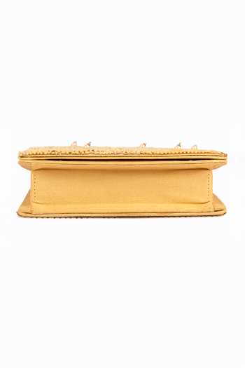 Shop_The Purple Sack_Gold Embroidery, Sequins Floral Clutch With Sling _Online_at_Aza_Fashions
