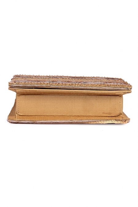 The Purple Sack Beige Embroidery, Sequins Aafreen Clutch With Sling at Aza Fashions The Purple Sack_Beige Embroidery, Sequins Aafreen Clutch With Sling _at_Aza_Fashions