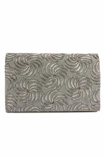 Buy_The Purple Sack_Grey Embroidery Shitaara Clutch With Sling _Online_at_Aza_Fashions