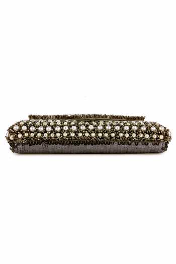 Shop The Purple Sack Brown Embroidery, Beads, Sequins Nazakat Pearl Clutch Online at Aza Fashions Shop_The Purple Sack_Brown Embroidery, Beads, Sequins Nazakat Pearl Clutch _Online_at_Aza_Fashions