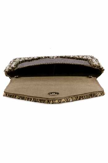 The Purple Sack Brown Embroidery, Beads, Sequins Nazakat Pearl Clutch at Aza Fashions The Purple Sack_Brown Embroidery, Beads, Sequins Nazakat Pearl Clutch _at_Aza_Fashions
