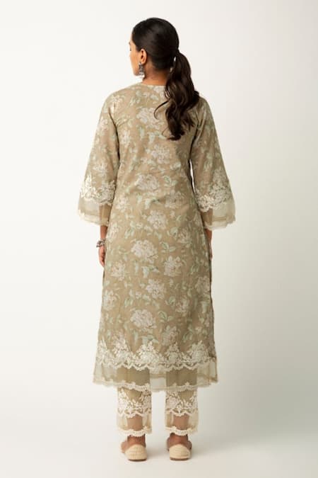 Roze Emaya Floral Print Kurta Pant Set 