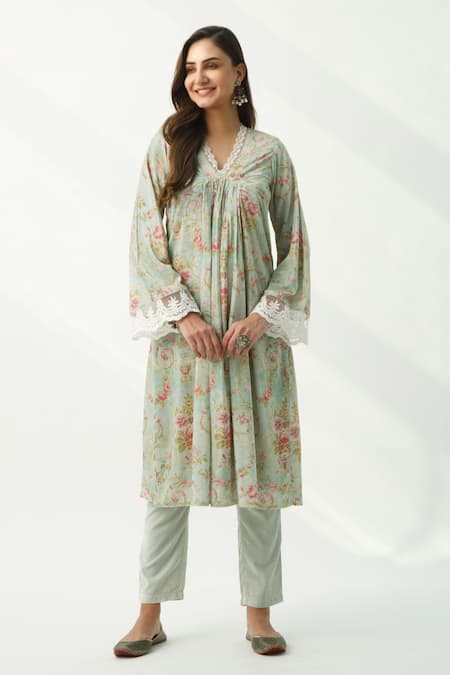 Roze Fiza Velvet Kurta 