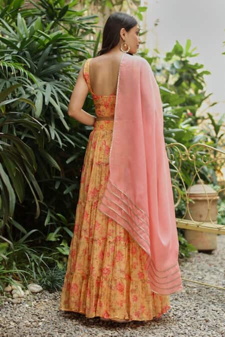Roze Kyra Floral Print Lehenga Set 