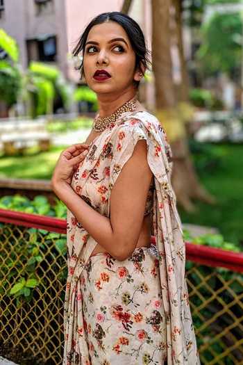 Sangeeta Boochra Gold Plated Floral Motif Choker at Aza Fashions Sangeeta Boochra_Gold Plated Floral Motif Choker _at_Aza_Fashions