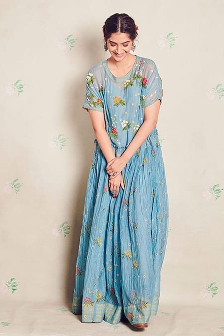 Shop_Sangeeta Boochra_Silver Plated Stones Carved Drop Earrings _at_Aza_Fashions