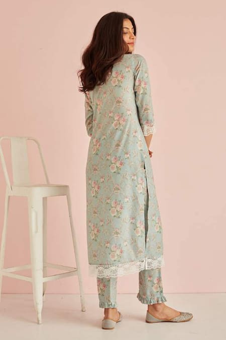 Roze Zarra Floral Print Kurta Set 