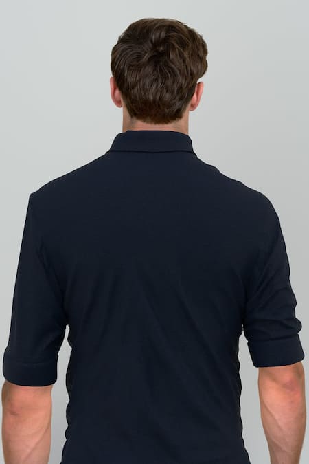 Shop_HeSpoke_Blue 100% Cotton Bell Buckle Shirt _at_Aza_Fashions