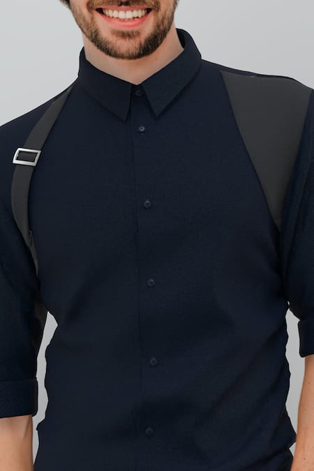 Shop_HeSpoke_Blue 100% Cotton Bell Buckle Shirt _Online_at_Aza_Fashions
