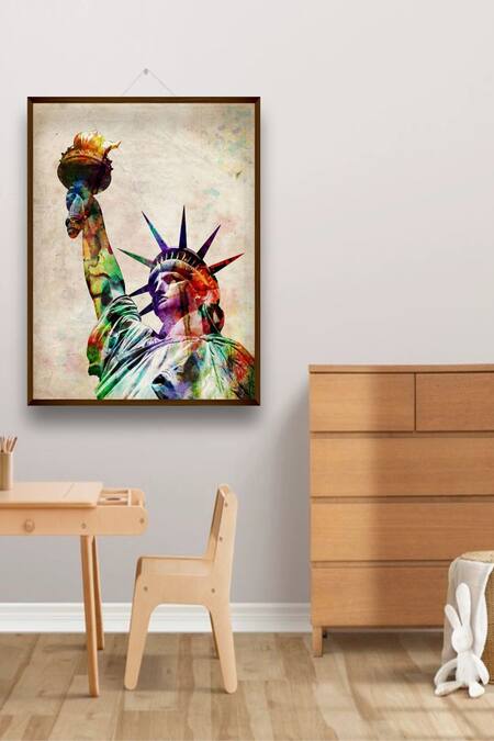 The Art House Multi Color Canvas Digital Print Abstract Statue Of Liberty Painting 