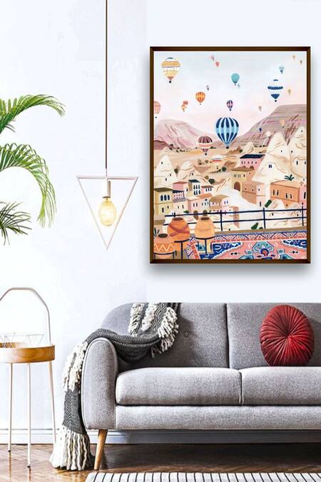 The Art House Multi Color Canvas Digital Print Cappadocia Painting 