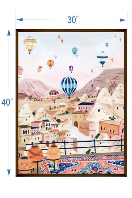 The Art House_Multi Color Canvas Digital Print Cappadocia Painting_Online_at_Aza_Fashions