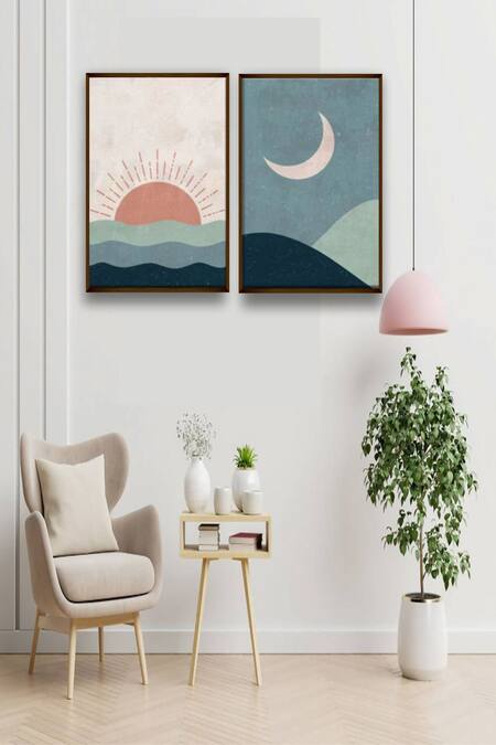 Buy The Art House Multi Color Canvas Digital Print Sun And Moon Painting Set Of 2 at Aza Fashions Buy_The Art House_Multi Color Canvas Digital Print Sun And Moon Painting Set Of 2_at_Aza_Fashions