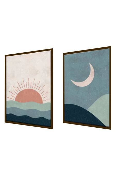 Buy The Art House Multi Color Canvas Digital Print Sun And Moon Painting Set Of 2 Online at Aza Fashions Buy_The Art House_Multi Color Canvas Digital Print Sun And Moon Painting Set Of 2_Online_at_Aza_Fashions