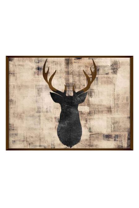 Shop_The Art House_Multi Color Canvas Digital Print Stag Painting _at_Aza_Fashions