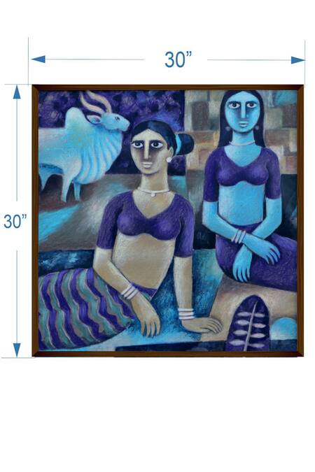 The Art House_Multi Color Canvas Digital Print Abstract Painting_Online_at_Aza_Fashions