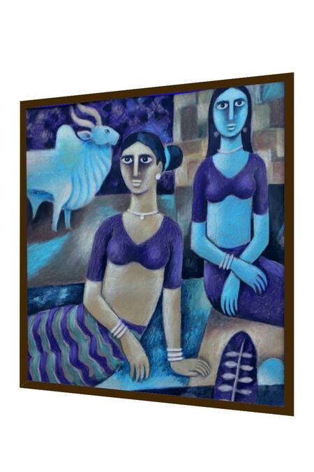 Buy_The Art House_Multi Color Canvas Digital Print Abstract Painting_Online_at_Aza_Fashions