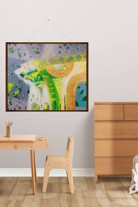 The Art House Multi Color Canvas Digital Print Abstract Painting 