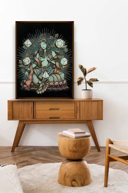 The Art House Multi Color Canvas Handmade Goddess Painting 