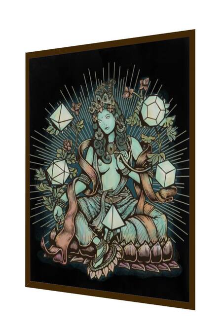 Buy_The Art House_Multi Color Canvas Handmade Goddess Painting_Online_at_Aza_Fashions