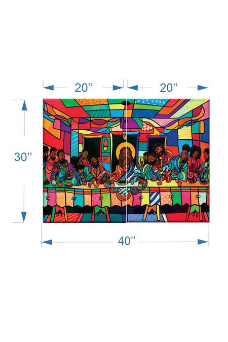The Art House Multi Color Canvas Handmade The Last Supper Abstract Painting Set Of 2 Online at Aza Fashions The Art House_Multi Color Canvas Handmade The Last Supper Abstract Painting Set Of 2_Online_at_Aza_Fashions