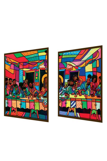 Buy The Art House Multi Color Canvas Handmade The Last Supper Abstract Painting Set Of 2 Online at Aza Fashions Buy_The Art House_Multi Color Canvas Handmade The Last Supper Abstract Painting Set Of 2_Online_at_Aza_Fashions