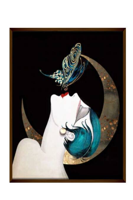 Shop_The Art House_Multi Color Canvas Handmade Woman Art Deco Painting _at_Aza_Fashions