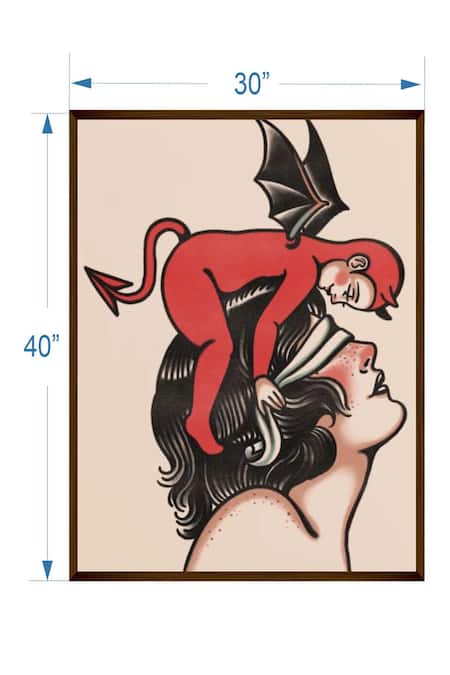 The Art House_Multi Color Canvas Handmade American Traditional Tattoo Painting_Online_at_Aza_Fashions